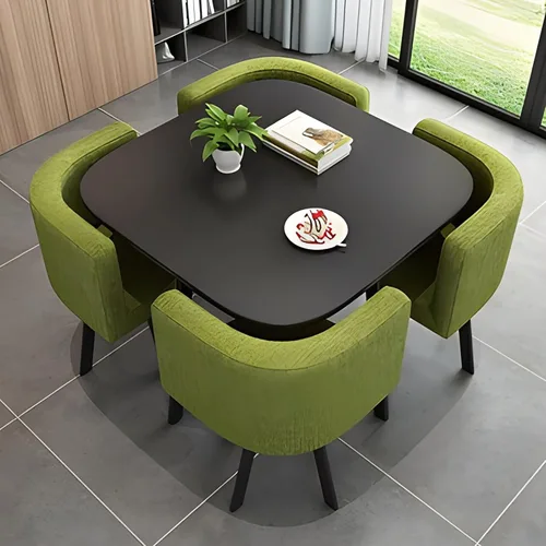 Miniatura 10 de Juego de mesa de comedor cuadrada con sillas, mesa de cocina compacta y 4 sillas, mesa de conferencias moderna con sillas, mesa de recepción