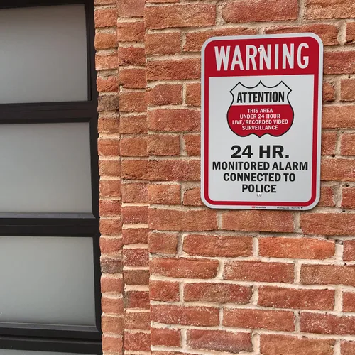 Miniatura 3 de SmartSign Letrero de metal con texto en inglés "Warning Area Under Live/Recorded Surveillance, Alarm Connected to Police", aluminio de 63 mil