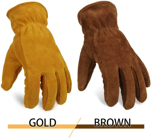 Miniatura 12 de OZERO 2 pares de guantes de trabajo de cuero de invierno para clima frío al aire libre: guantes cálidos con aislamiento térmico para hombres