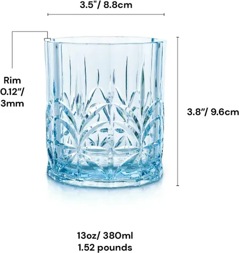Miniatura 7 de BELLAFORTE - Vaso corto irrompible de plástico Tritan, juego de 4, 13 oz - Vasos de bebida de corte de cristal irrompibles Myrtle Beach al