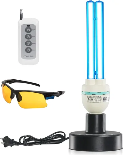 Miniatura 12 de Lámpara desinfectante UV de 36 vatios, paquete de 2 unidades, 72 W, con control remoto, potente luz UVC con base E26 para sótano, dormitorio