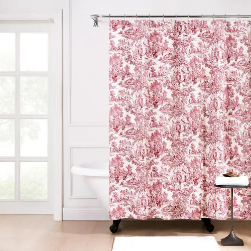 Victoria Park Toile - Cortina de ducha para baño, color rojo
