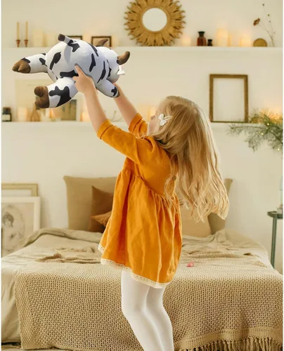 Miniatura 7 de Almohada de Peluche de Vaca - Vaca de 19.6 Pulgadas Animal de Peluche - Regalo de Cumpleaños, Navidad, San Valentín para Niños, Adultos, Niños, Niñas