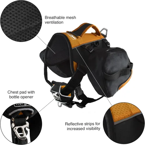 Miniatura 2 de Kurgo Mochila alforja para perro, arnés para perro, paquete de senderismo para perros, paquetes para mascotas para llevar, arnés de chaleco