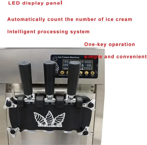 Miniatura 6 de Máquina de helado de servicio suave comercial 3 sabor Máquina comercial del fabricante de helado con pantalla LED 3.5L*2 16-18L/H 110V 1.2kw acero