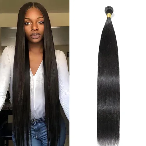Miniatura 21 de Extensiones de cabello humano lacio tipo afro, 12 meses de vida útil de 10, 12 y 14 pulgadas, paquetes de cabello lacio brasileño Yaki 100% sin