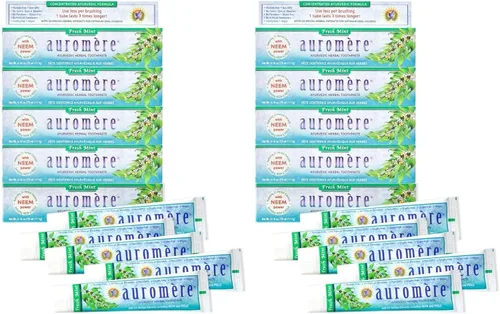 Miniatura 6 de Auromere Pasta dental ayurvédica de hierbas, menta fresca, vegana, natural, sin OMG, sin fluoruros, sin gluten, con neem y peelu (4.16 onzas)