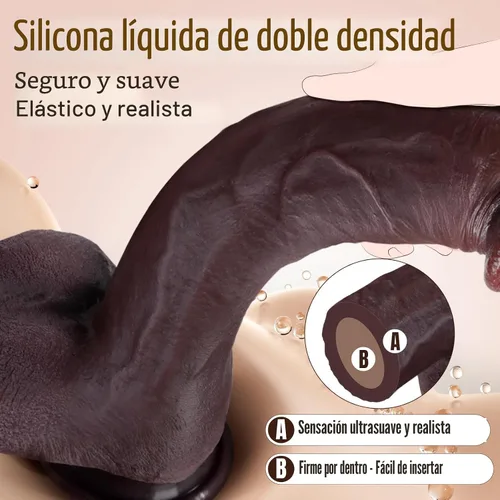 Miniatura 4 de Sex Toys - Consolador grande realista – Juguete sexual de 10.8 pulgadas de silicona marrón curvado, consoladores gigantes de doble capa para punto G