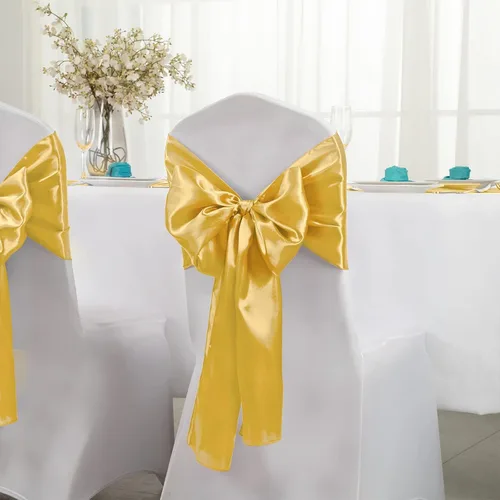 Miniatura 3 de Horbaunal Paquete de 12 Caminos de Mesa de Satén Amarillo Dorado de 12 x 108 Pulgadas, Caminos de Mesa Suaves para Bodas, Banquetes, Fiestas