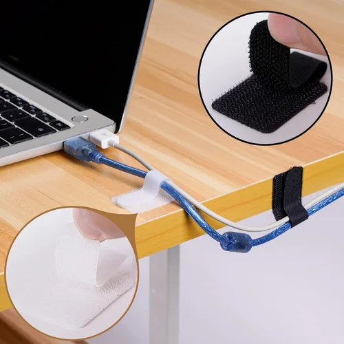 Miniatura 3 de 40 bridas de gancho y bucle para debajo del escritorio, organizador de cables de escritorio, clips adhesivos para cables, organizadores de cables
