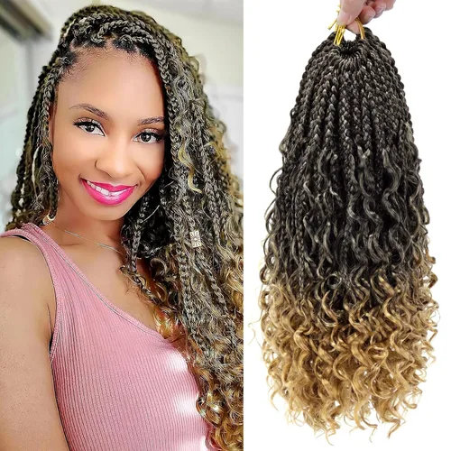 Miniatura 25 de Goddess Box Braids 1B3330 - Trenzas de ganchillo bohemias de 10 pulgadas para mujeres negras, paquete de 7 paquetes de trenzas bohemias preenlazadas
