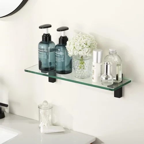 Miniatura 9 de KES Estante de vidrio de 16 pulgadas para baño montado en la pared, estante de pared de vidrio templado de 0.315 in, negro mate, BGS3201S40-BK
