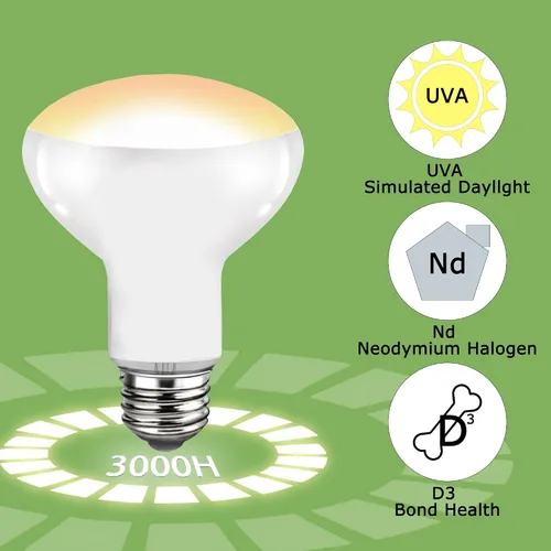 Miniatura 2 de Bombillas de lámpara de calor para reptiles E26 de 60 W, luz UVA mejorada para dragón barbudo, lagarto, tortuga, pollitos y anfibios, luz solar