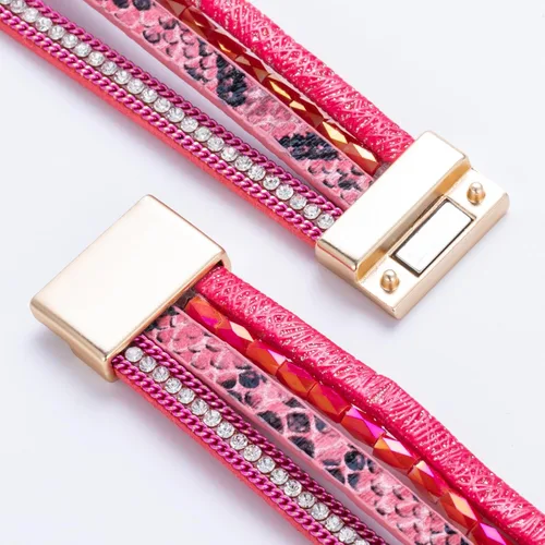 Miniatura 66 de FANCY SHINY - Pulsera de cuero estilo bohemio, pulsera de cuentas de cristal con cierre magnético, regalos de joyería para mujer