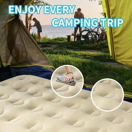 Miniatura 4 de Colchón de aire tamaño individual con bomba de inflado rápido, colchón inflable de parte superior ondulada, cama de aire duradera para el hogar
