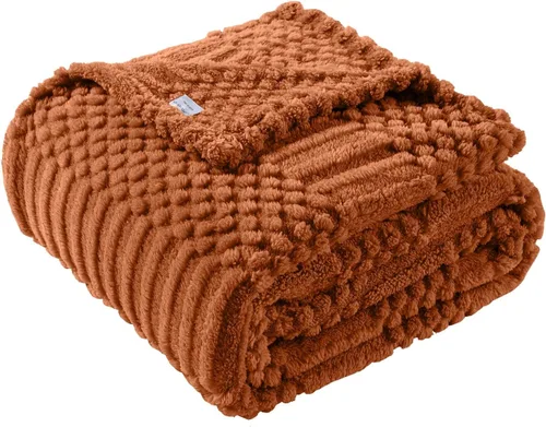Miniatura 26 de Manta de Tiro Beige de 50 x 70 pulgadas, forro polar suave y esponjoso, bonita y estética, perfecta para sofá, sillón, silla, cama, sala de estar