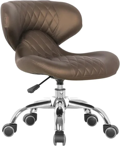 MAYAKOBA HugoII Taburete corto (costura de diamante café), asiento rodante con altura ajustable de 13 a 15 pulgadas, perfecto para sala de juegos de