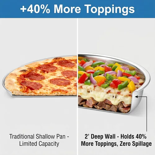 Miniatura 4 de Elsjoy - Paquete de 4 bandejas de pizza de acero inoxidable de 13 pulgadas, bandeja de pizza grande y gruesa para hornear, bandeja antiadherente
