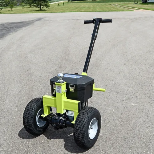 Miniatura 6 de Tow Tuff Plataforma rodante eléctrica para remolque con neumáticos de 13" y rueda giratoria de 8", capacidad de 3500 lb, verde - Altura de bola