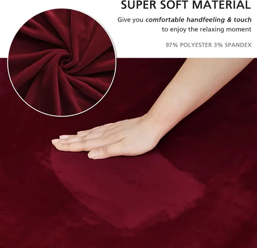 Miniatura 144 de NICEEC Funda para sofá biplaza, súper suave, 1 pieza, color rojo vino, elástica, universal, de elastano, para sala de estar, fácil ajuste, lavable