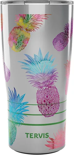 Miniatura 16 de Tervis Vaso aislado de doble pared con estampado de piña en acuarela hecho en Estados Unidos, mantiene las bebidas frías y calientes, 24 onzas