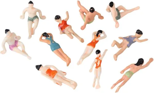 Miniatura 2 de 1:75 Multicolor ABS sin pintar en miniatura Beach People Figures Mini People Pack de 20