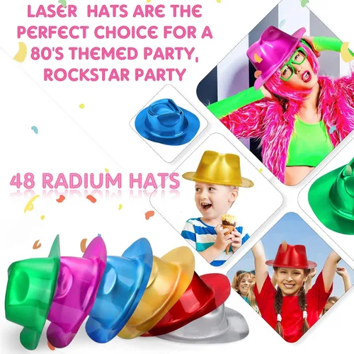 Miniatura 4 de Handepo 48 sombreros de vaquera de Halloween a granel, disfraz de cosplay metálico, suministros de fiesta para adultos