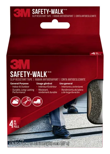 3M Cinta antideslizante Safety-Walk, 4 pulgadas x 15 pies, cinta antideslizante, se adhiere sin arrugas, curvatura, desgarros, encogimiento o