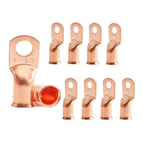 Miniatura 28 de 2/0 AWG 5/16" Stud (25 piezas), terminal de anillo de batería resistente, conectores de calibre 00, lengüetas de alambre de cobre 2/0, terminales