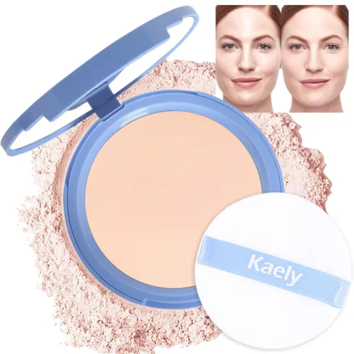 Miniatura 15 de evpct Polvo facial prensado para control de aceite, compacto para mujeres, base de maquillaje translúcida para mujeres, impermeable, de larga