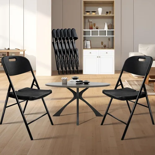 Miniatura 7 de Paquete de 10 sillas plegables, capacidad de peso de 600 libras, sillas plegables resistentes para interiores y exteriores, para restaurantes, Negro