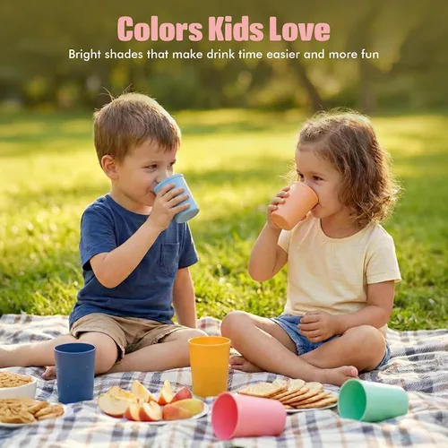 Miniatura 7 de MASTERCOOK 6 Piezas de Tazas Pequeñas Reutilizables – 8 oz Vasos Irrompibles para Beber – Tazas para Niños Pequeños para Agua, Jugo, Leche – Vasos
