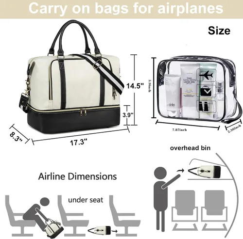 Miniatura 29 de CAMTOP - Bolsa de viaje de fin de semana para mujer, bolsa de lona con espacio para laptop de15.6 pulgadas