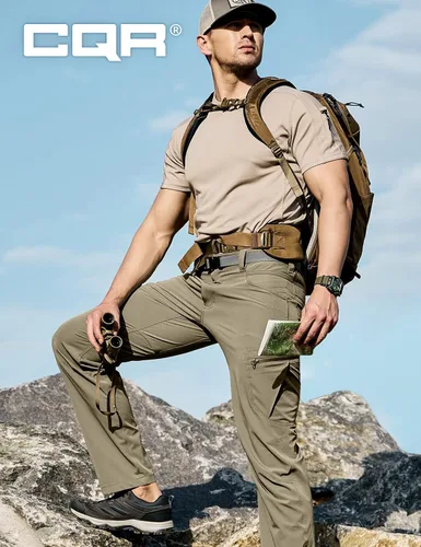 Miniatura 7 de CQR - Pantalones tácticos para hombre Quick Dry, resistentes al agua, pantalones de trabajo ligeros elásticos, para senderismo y actividades al aire