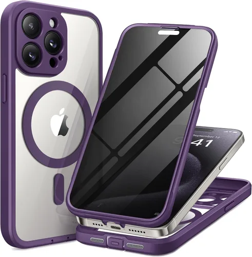Miniatura 21 de TIESZEN Funda para iPhone 15, compatible con MagSafe, protector de pantalla de privacidad integrado y protección de cámara, antiespía, cuerpo