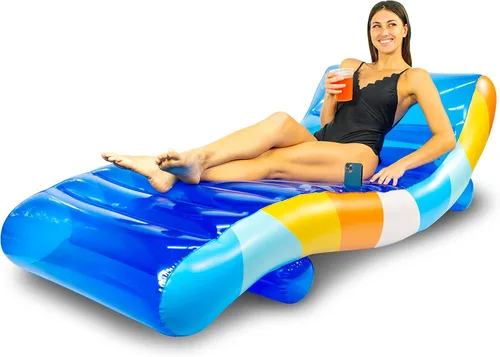 PoolCandy Tumbona flotante Good Vibes. El último flotador inflable 2 en 1 lujoso y duradero; es una silla lounge en tierra o en agua.