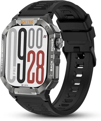 Relojes inteligentes militares para hombres, reloj de fitness, IP68 impermeable 20 días de espera, pantalla de 2.02 pulgadas, reloj táctico con