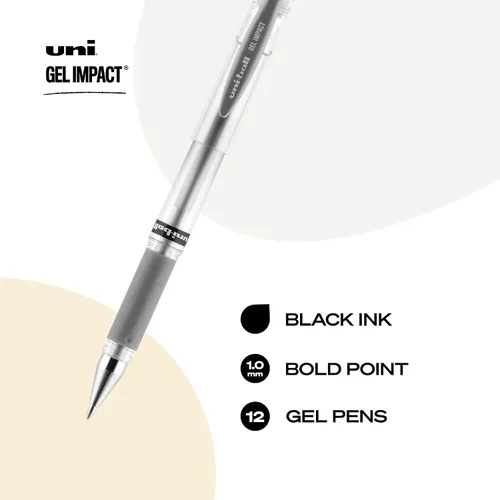 Miniatura 2 de Uniball Signo - Bolígrafos de impacto de gel, punta gruesa (0.039 pulgadas), plateado metálico, paquete de 12