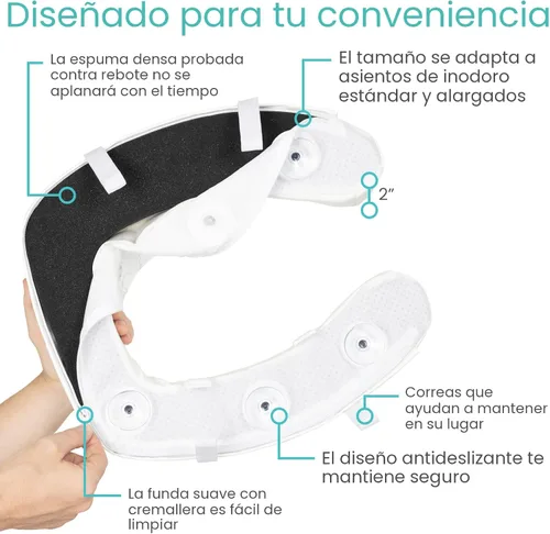 Miniatura 6 de Vive - Asiento elevador para inodoro con cojín para personas mayores - Ajuste universal - Asiento elevado para inodoro con espuma de alta densidad