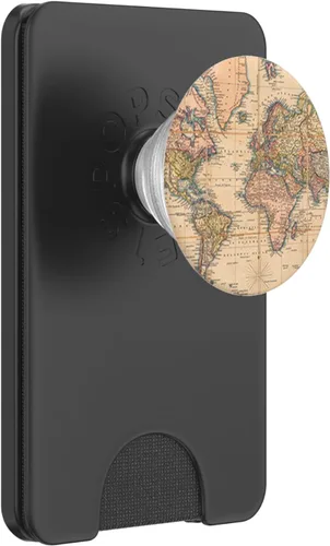 Miniatura 7 de PopSockets - Fondo de viaje para teléfono y tableta, diseño de mapa del mundo vintage, Negro