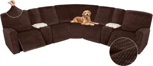 Miniatura 156 de Arfntevss Fundas de sofá seccional reclinable de terciopelo, Funda de sofá seccional de esquina para sofá reclinable, Funda elástica suave