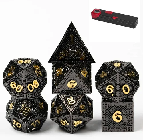 Miniatura 29 de UDIXI Juego de dados de metal de 7 troqueles, juego de dados poliédricos DND para juegos de rol y otros juegos de mesa (cobre antiguo)