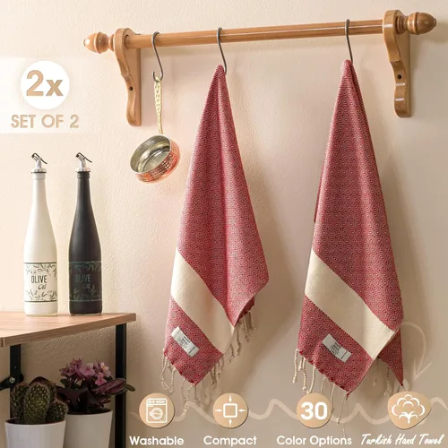 Miniatura 2 de EPHESUS TOWELS Juego de 2 toallas de mano, 18 x 30 pulgadas, toalla de mano turca decorativa para baño, cocina, invitados, cara, cabello, té, paño