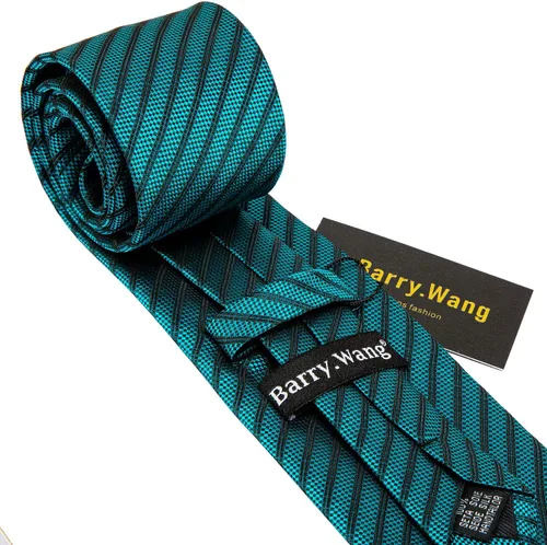 Miniatura 273 de Barry.Wang Juego de corbatas para hombre, corbata de seda a rayas, tejido a cuadros, gemelos formales, negocios, boda