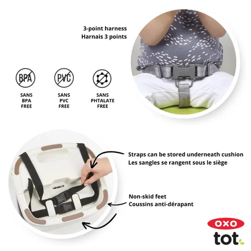 Miniatura 4 de Asiento elevador con correas para niños de Oxo Tot , Gris