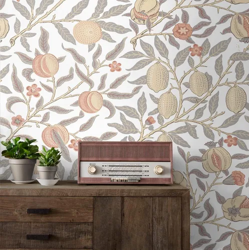 Miniatura 7 de NextWall Papel tapiz vintage de granada (Daydream Grey & Melon)