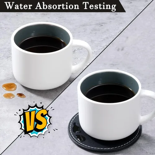 Miniatura 5 de Posavasos de cuero personalizados para bebidas, juego de 6 posavasos de café personalizados, posavasos personalizados con monograma grabado, regalos