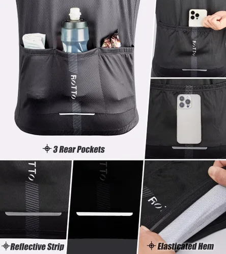 Miniatura 5 de ROTTO Camiseta de ciclismo para hombre, manga larga, línea simple, serie