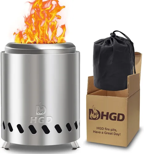 Miniatura 16 de HGD Fogata sin humo de 8.0 x 5.5 pulgadas, hoguera de acero inoxidable, hoguera sin humo para exteriores con bolsa de transporte para campamento
