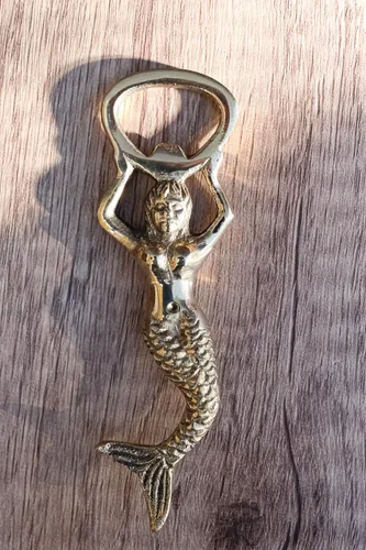 Miniatura 9 de Ebros Gift Vintage Marine Nautical Heavy Duty Latón Acabado Oro Sirena Costera Sirena Sirena Soda Botella de Cerveza Tapa Abremano 4.5" Alto Mar
